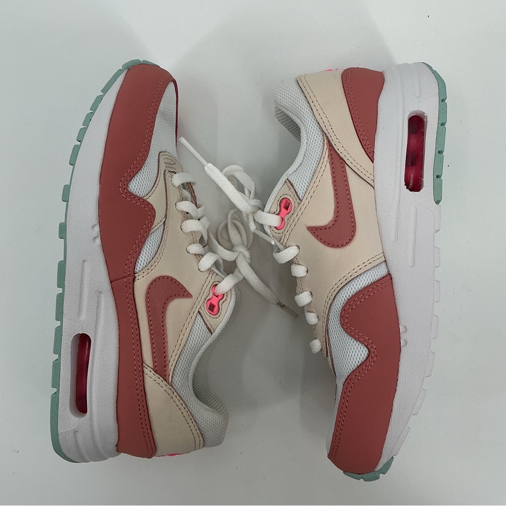 Nike AIR MAX 1 GS ‘Ice Cream’ Youth Sneakers in White, Cream & Terracotta - Picture 7 of 8